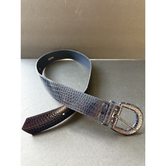 Vintage Astor Alligator Reptile Leather Belt Womens Size 10 Blue Classic Career